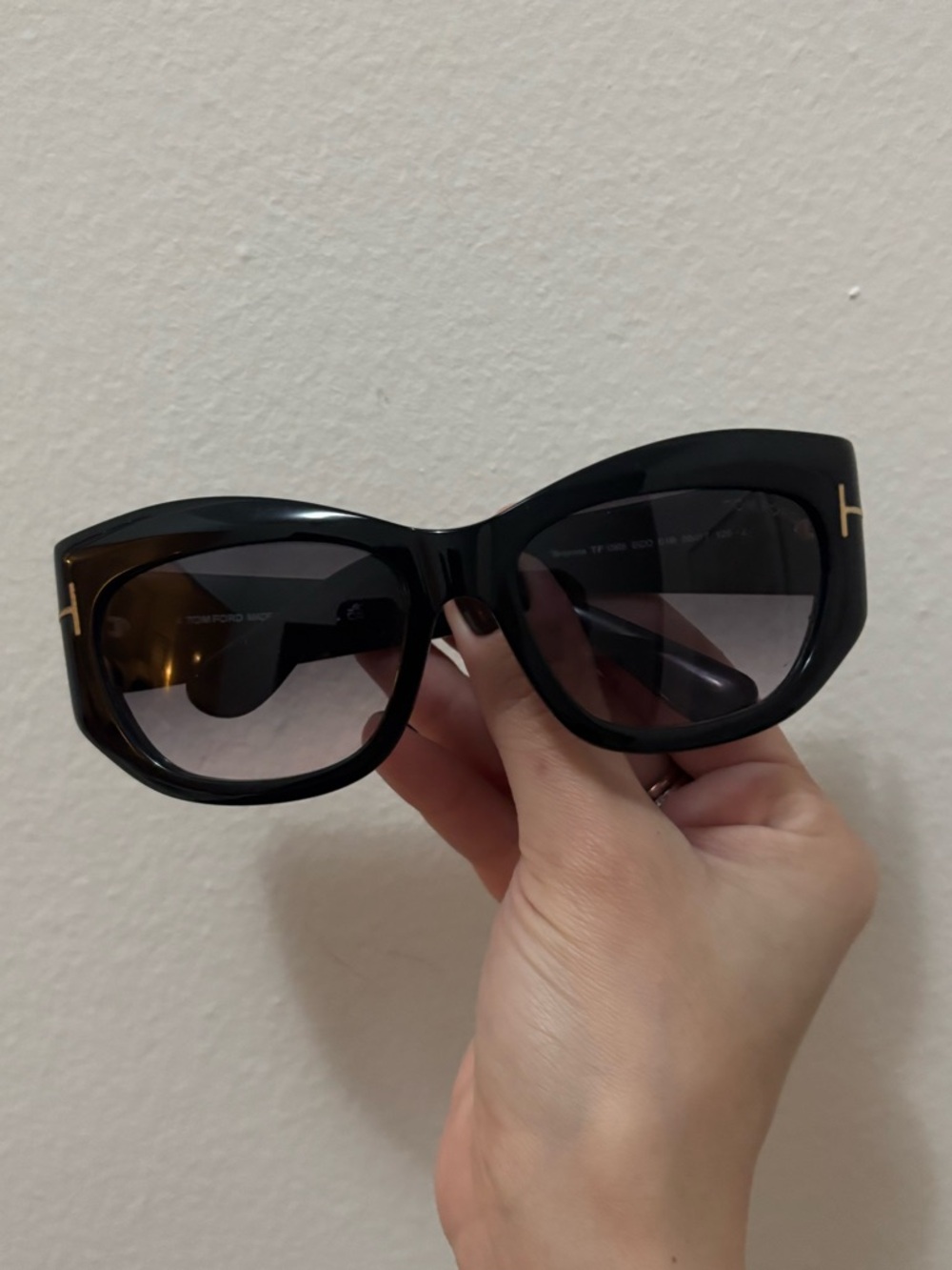 Tom Ford Black Cat-Eye Sunglasses with Gold Temple Accents